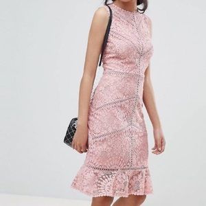 Lace Crochet Trim Dress Pink New Look / ASOS